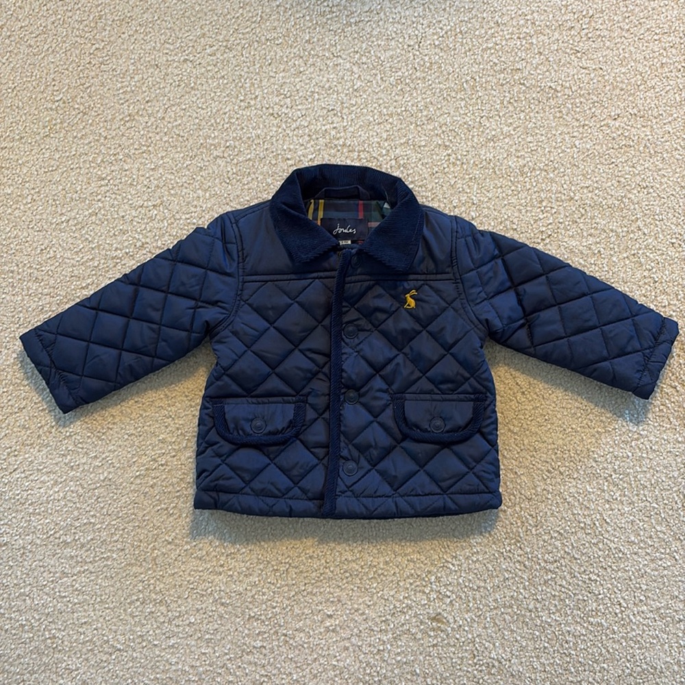 NWT Joules Milford Quilted Jacket in French Navy, 6-9M
